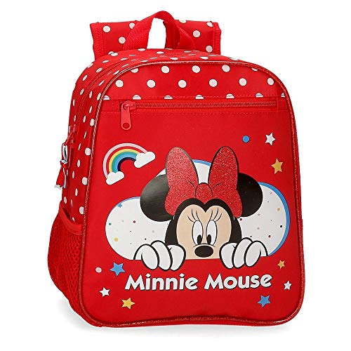 Disney Mochila Preescolar Minnie Rainbow  Rojo  23x28x10 cms