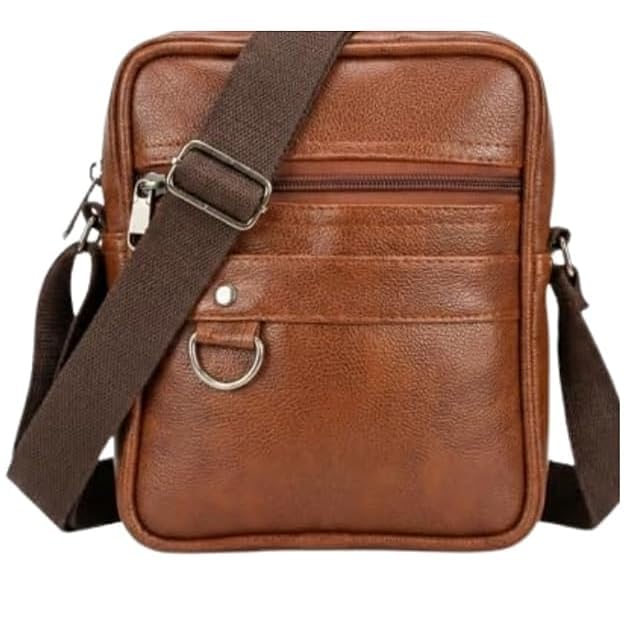 Men's Pebbled Leather Crossbody Sling Bag with Adjustable Strap | Premium Compact Shoulder Bag for Phone, Wallet & Daily Essentials | Stylish Casual Travel Messenger Pouch for Work-picture-41