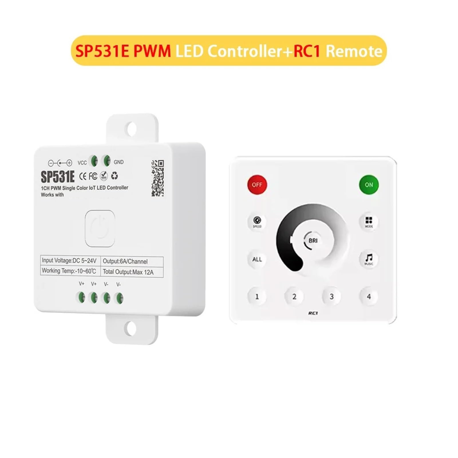 Controlador LED monocromático DC5V, 12V, 24V, PWM SPI 5050 2835 COB, tira de luces LED, atenuación táctil, Control remoto, atenuador LED de 3600 píxeles(PWM WIFI Kit B)