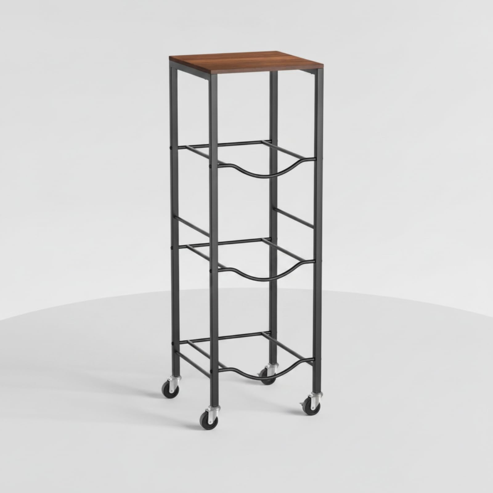 Milageto Portabottiglie Verticale a più Livelli Autoportante Scaffale Portabottiglie con Ripiano in Legno Robusto Portaoggetti per Casa, Non Ruote