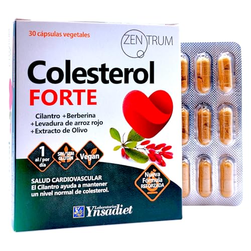 Ynsadiet Zentrum Colesterol Forte 30 Cápsulas Vegetales - Con Levadura Roja de Arroz, Berberina, Alcachofa y Q10 - Suplemento para Reducir el Colesterol y los Triglicéridos - Protección Cardiovascular