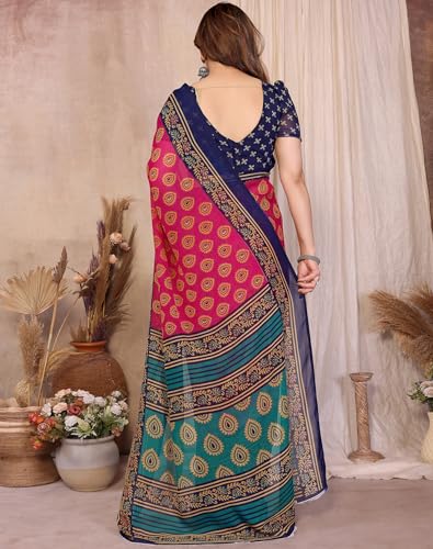 Image of Yashika Women's Georgette Saree with Blouse Piece for Traditional Ethinic Wear Sari