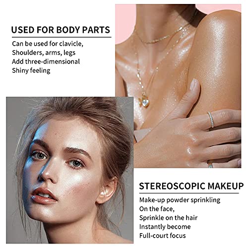 Fairy Dust Highlighter Powder, Glamaz Highlight Powder Stick, Fairy Dust Highlighter Patting Powder, Body Glitter Powder Stick, Glitter Contour Blush Powder Makeup For Face Body Lips (1Pcs White) #TOP1