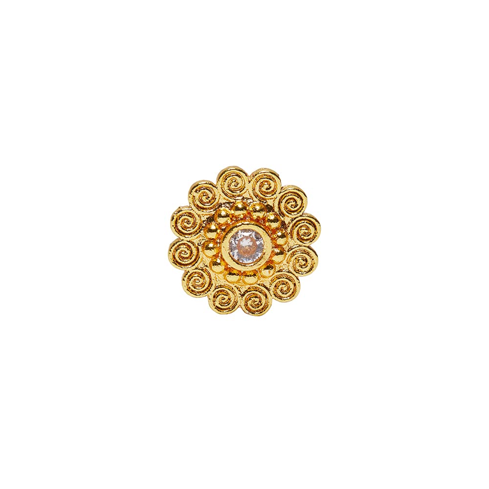 Indie Collectibles Yellow Gold Plated Floral Motif Nose Pin-image-34