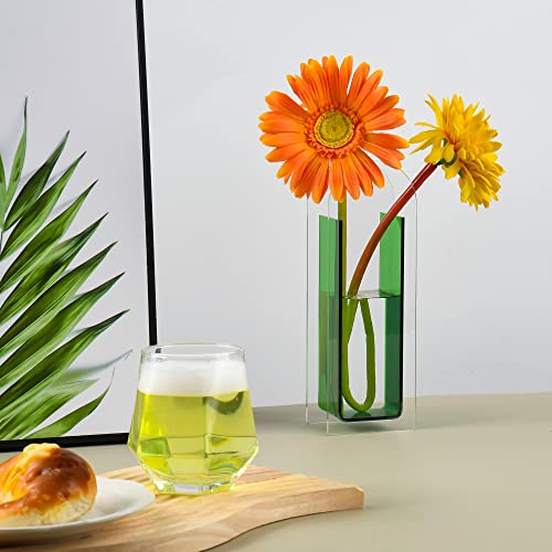 Acrylic Flower Vase,Wedding Centerpieces, Home Decorations,Arch Shape Vase Modern Design Wedding Table Centerpiece Vase For Home Living Room, Office Decor,Green #TOP1