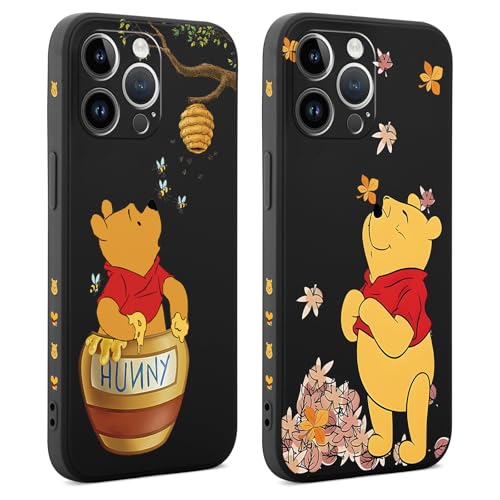 nurkorki 2 Piezas Cute Animales Funda para Samsung Galaxy A14 5G 6.6', Suave Carcasa Silicona con Kawaii Oso Dibujos Animados Patrón Estética TPU Proteger Caso Antigolpes Protección Cover, Negro
