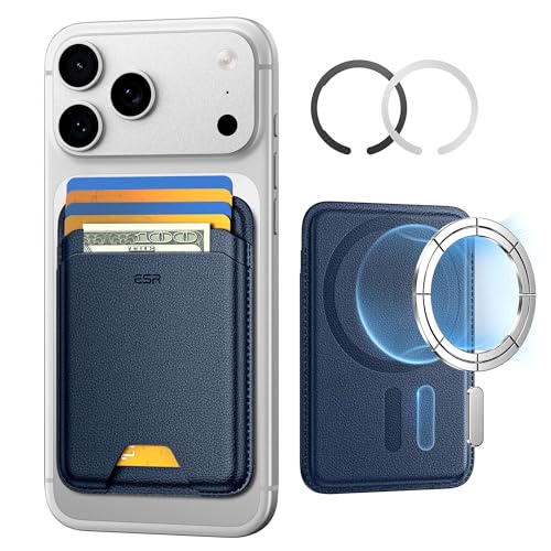 ESR para carteira MagSafe, suporte para 5 cartões, carteira magnética para iPhone, bloqueio RFID, com força magnética de 3.200 g, couro vegano, fina para iPhone 16/15/14/13/12 Series, não serve para