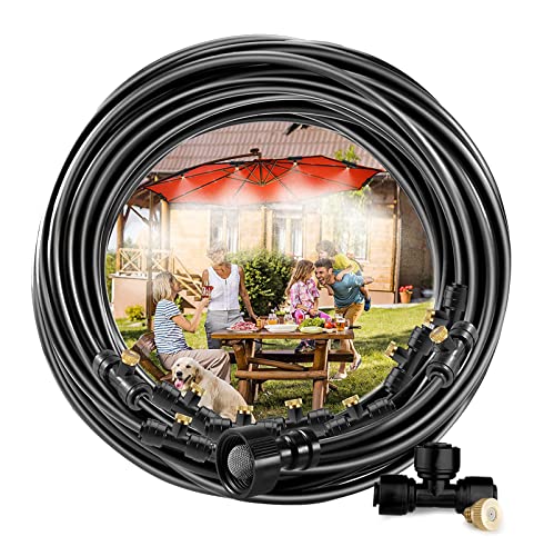 LUOZIQINX Sistema de enfriamiento por nebulización, Sistema de riego por nebulización para Exteriores, línea de nebulización para Patio, jardín e Invernadero,Negro,15m/49.2ft