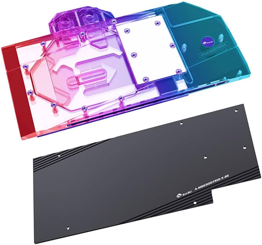 BykskiCopper GPU Water Cooling Block GPU Waterblock Graphics Card Water Cooling Block for MSI Radeon RX6900XT Gaming X Trio (5V ARGB RBW Aura Effect LED Lights GPU Block with Backplate)