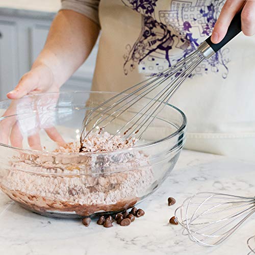 Dragonn Set Of 3 Stainless Steel Silicone Handles. Milk & Egg Beater Balloon Metal Blending, Beating And Stirring. Whisk #TOP6