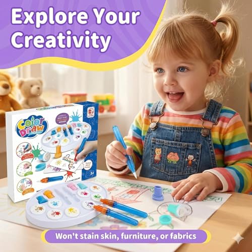 Image of Magic Brush Painting Set for Kids, Mess Free Painting Art Activities for Kids, Mess Free Art kit with Color-Changing Brush for Creative Learning at Home & School, Gift for Toddlers Ages 3,4,5,6,7,8,9
