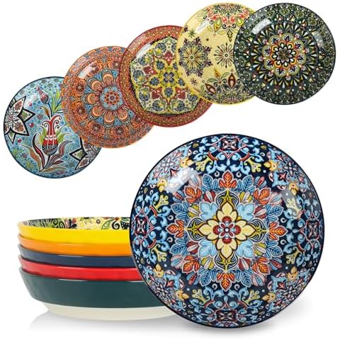 KitchenTour 30 oz Ceramic Pasta Bowls Set Cover