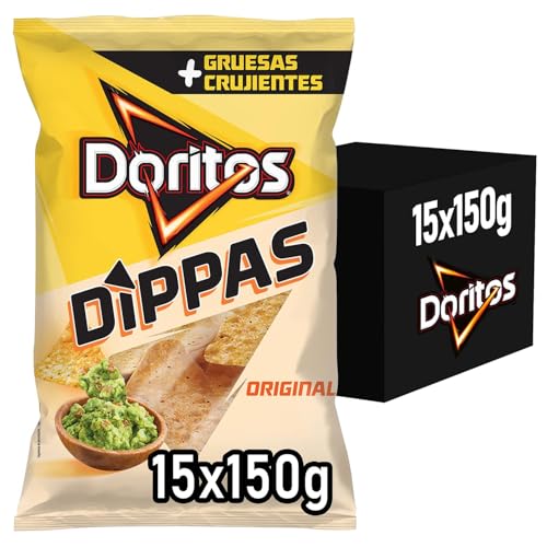 DORITOS Dippas Nachos de Maíz Sabor Original para Aperitivo y Dips, Bolsas Individuales de 150 g, Pack de 15