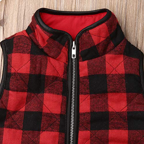 Toddlers Winter Warm Zip Up Tank Tops Kids Buffalo Plaid Christmas Jacket Vest Puffer Quilted Gilet for Boys Girls3