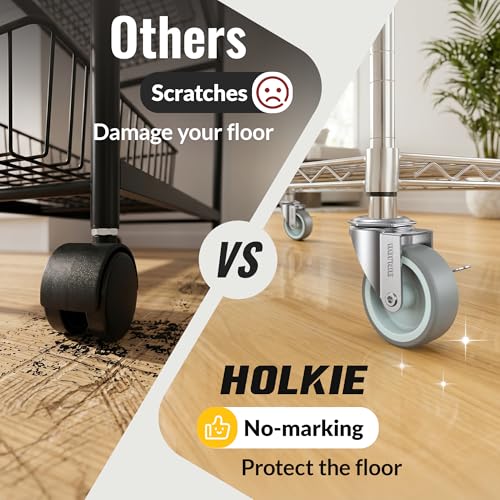 Image of HOLKIE Caster Wheels 3 inch Locking Casters Set of 12, Threaded Stem 3 /8 inch -16 x 1-1 /2 inch (Diameter 3 /8 inch, Length 1-1 /2 inch) Swivel Heavy Duty Castors Gray