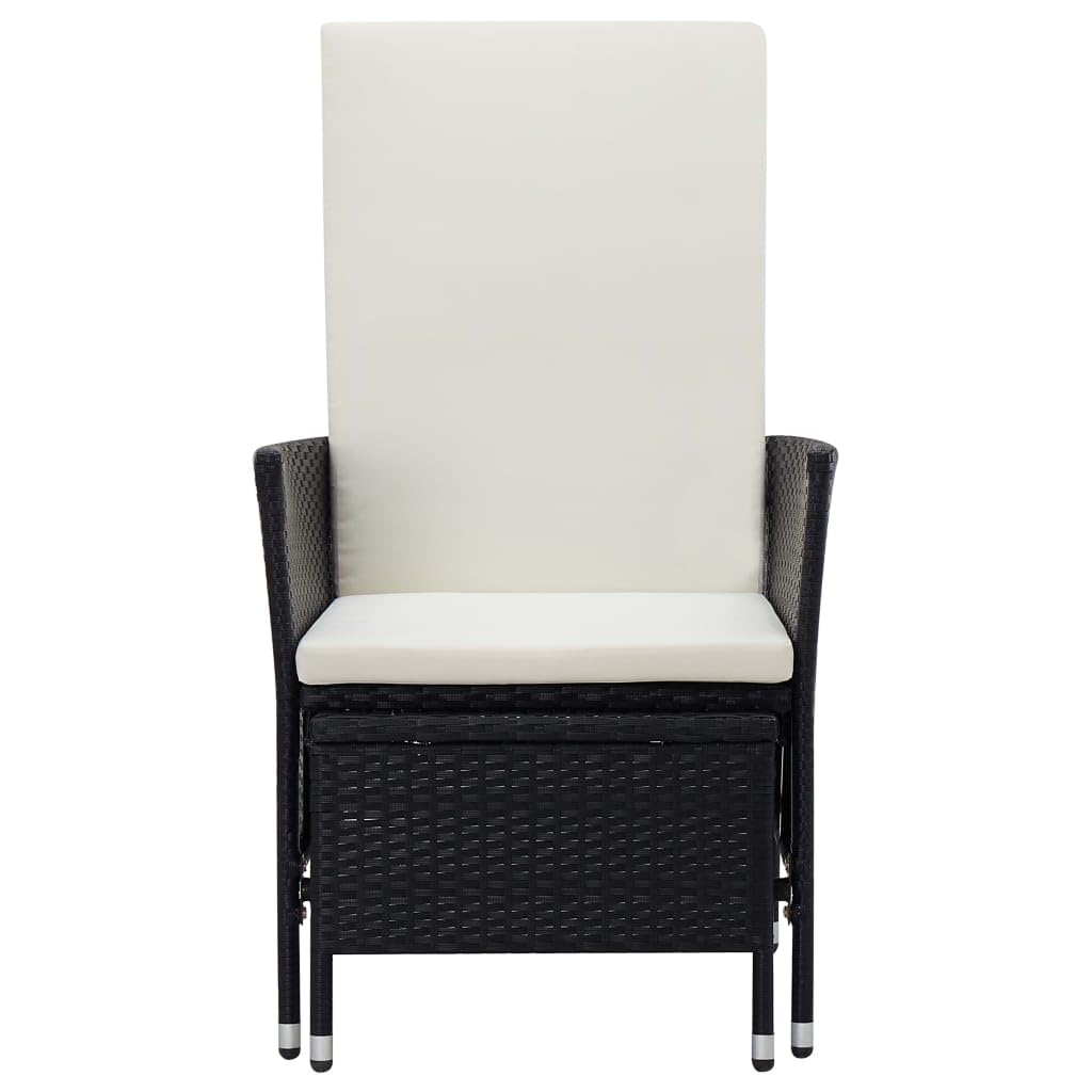 Poltrona reclinabile da giardino con cuscini in rattan sintetico nero poltrone per terrazze, antiscivolo, facile da montare, mobili resistenti, nero