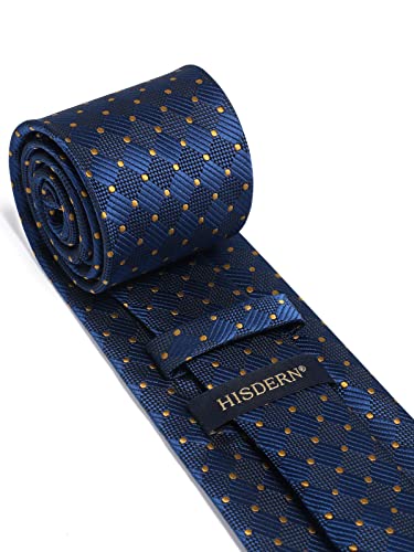 Image of HISDERN Ties for Men Plaid Checkered Tie with Pocket Square Woven Business Formal Necktie Handkerchief Set Wedding Party