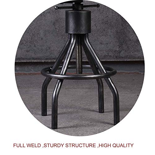 Diwhy Industrial Vintage Bar Stool,Kitchen Counter Height Adjustable Pipe Stool,Cast Iron Stool,Swivel Bar Stool With Backrest,Metal Stool,Silver,Fully Welded Set Of 2 (Pu Leather Top) #TOP6
