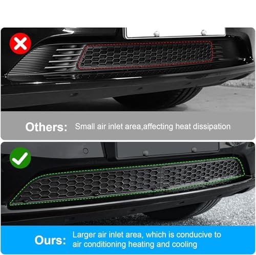 Rejilla de ventilación para Tesla Model Y 2020-2024 con malla delantera de nido de abeja 5