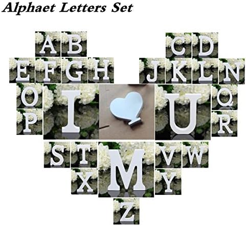 Totoo Decorative Wood Letters Set, 28 Pcs from A-Z with Hear and & for Children Baby Name Girls Bedroom Wedding Brithday Party Home Decor-Letters
