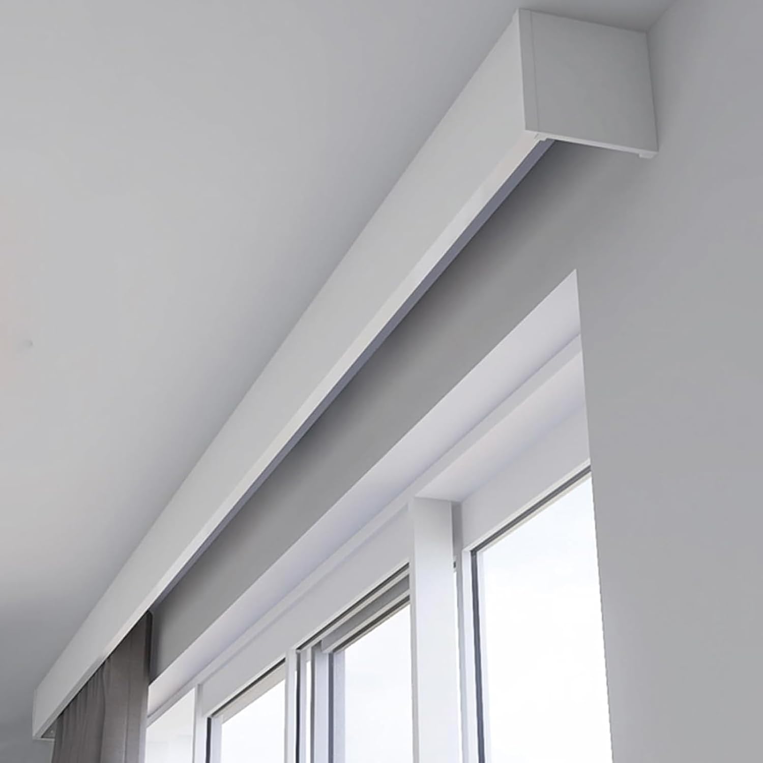 Ceiling or Wall Mount Window Curtain Pelmet Box with Hidden Track Rail System - Decorative Valance Panel (160cm / 5.2ft) for Elegant Home Décor