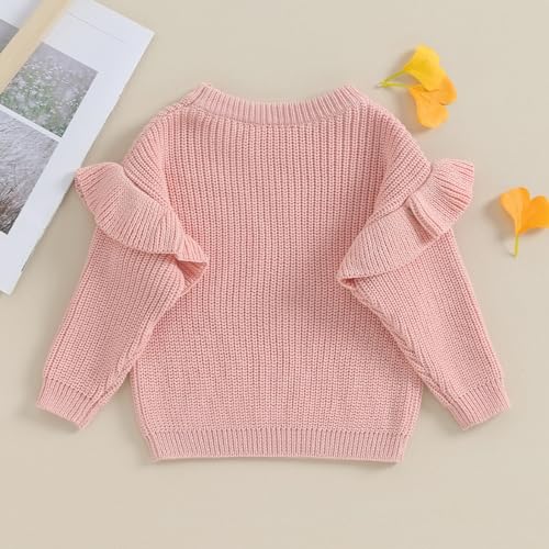 Newborn Baby Girl Cute Ruffle Sweater Toddler Long Sleeve Basic Candy Color Chunky Sweaters Fall Winter Clothes4