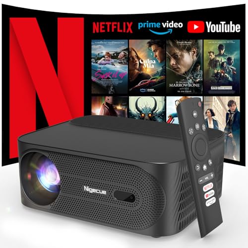 Nigecue Beamer 4K [Netflix Official & Dolby Audio], Autofokus/Auto Trapezkorrektur 30000L WiFi6 Bluetooth 1080P Full HD Projektor, Smart Video Beamer Heimkino, Kompatibel mit YouTube/Prime Video