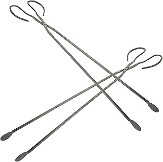 DOITOOL 2 peças pinças para churrasqueira, ferramentas de churrasqueira, pinças de lareira para lareira, clipes de carvão para lareira, clipes de carvão para lareira, coletor de lixo, alicate de ferro para acampamento doméstico