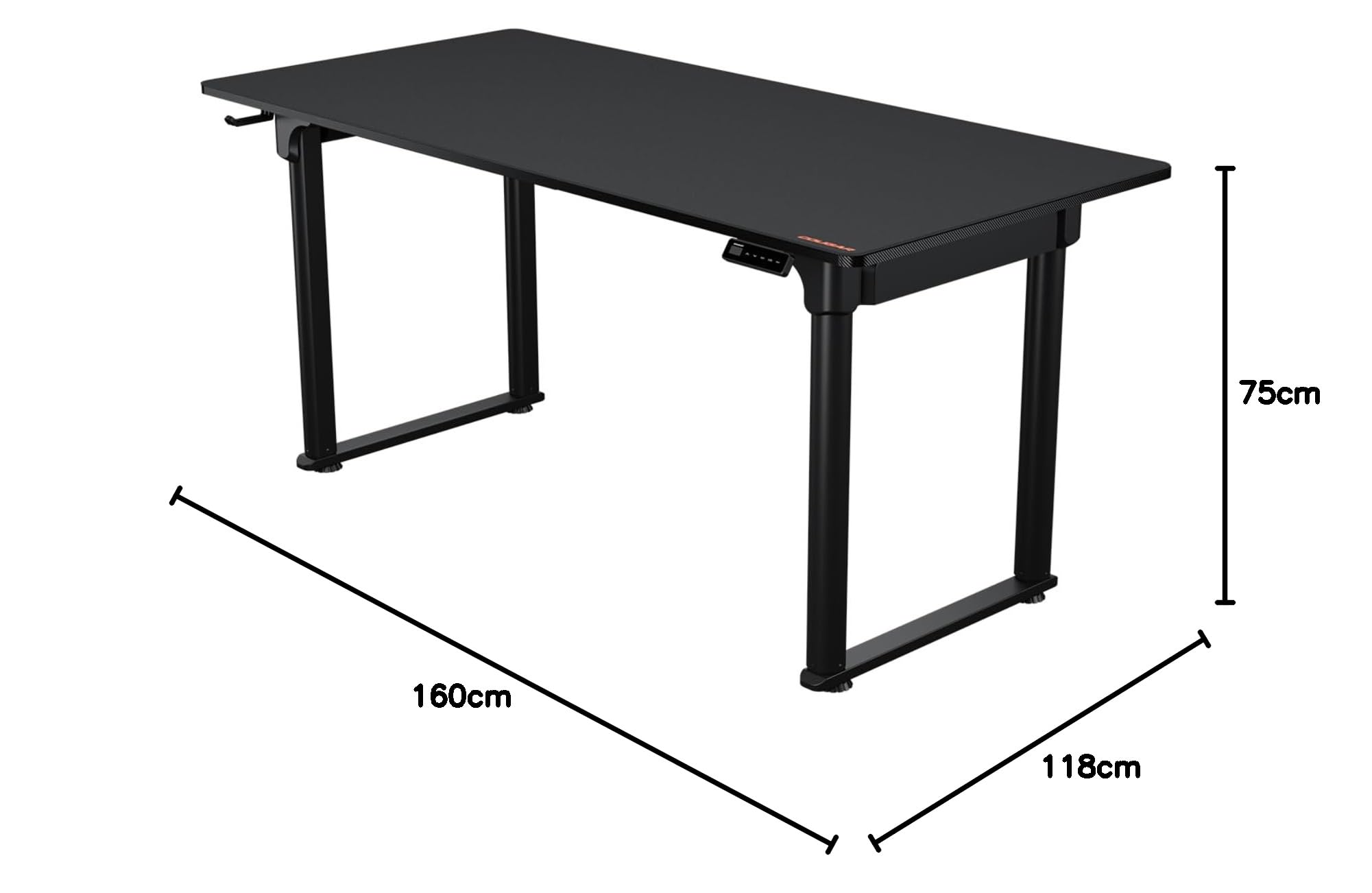 COUGAR Gaming – Sitz- und Stehschreibtisch, elektrisch – EGRAV160 – höhenverstellbar, doppelter Motor, Oberfläche aus Kohlefaser, integriertes Kabelmanagement, Mauspad mit voller Oberfläche, 160 x 75