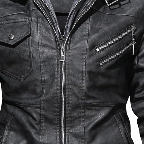 JEKE-DG Men's Hooded Faux Leather Motorcycle Coat Slim Fit Vintage Long Sleeve Coat Jacket Zip Up Bomber Fall Coats3