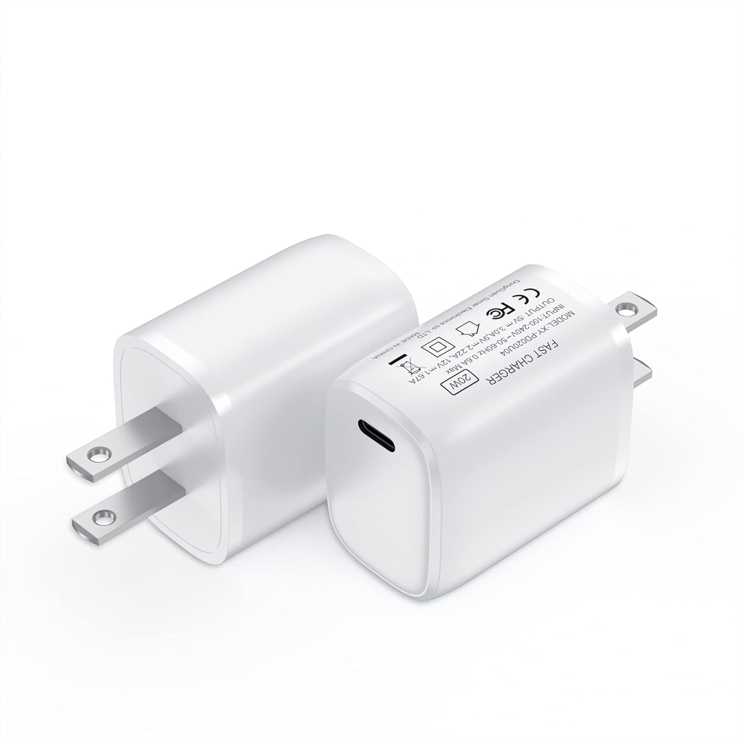 [2 Pack] USB-C Wall Charger, 20W USB-C Power Adapter Replacement for Phone 17/16/15/14/13/15 Pro/Pro Max/Plus/XS/XR/X,Galaxy, Pixel,i Pad and More