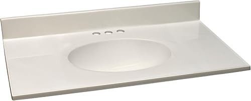 Miniatura 24 de Design House Tapa de tocador con lavabo, salpicadero de 4 pulgadas, mármol cultivado, montaje central, marfil, 31 pulgadas de ancho x 19 pulgadas
