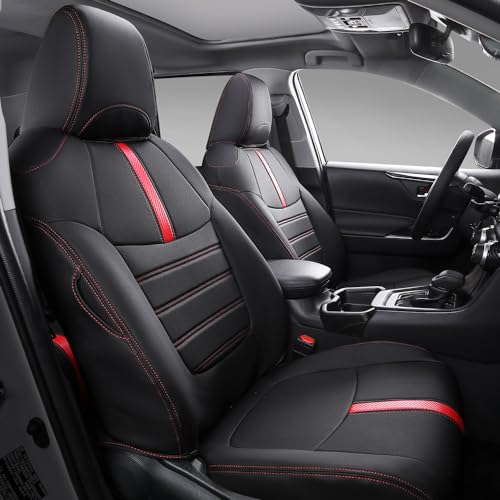 Housses de siège Toyota Rav4 en cuir premium noir et rouge design sport
