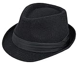 Mens 1920s Gatsby Felt Fedora Hat 20s Black Gangster Trilby Hats Manhattan Derby Jazz Cap for Women Medium