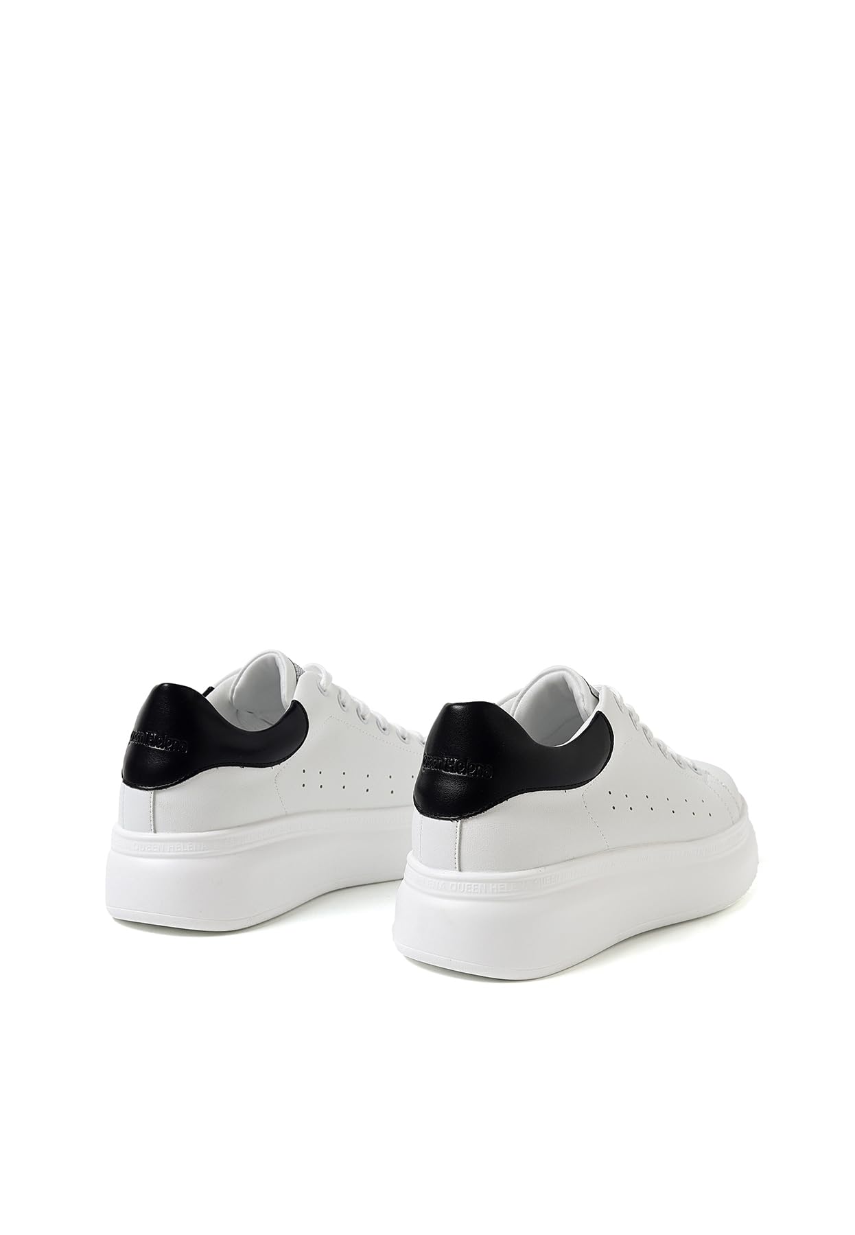 QUEEN HELENA Scarpe da Ginnastica Casual Platform Sneakers Plateau Lacci Comode Bianche Donna