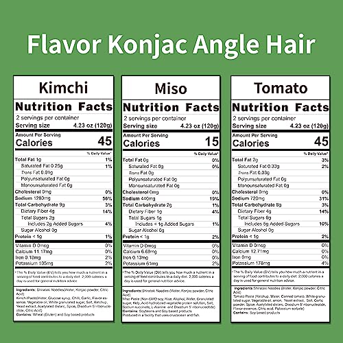 Image of Hethstia Shirataki Noodle, Konjac Ramen(61.38oz), 6 Pack Flavored Angel Hair, Variety Flavor