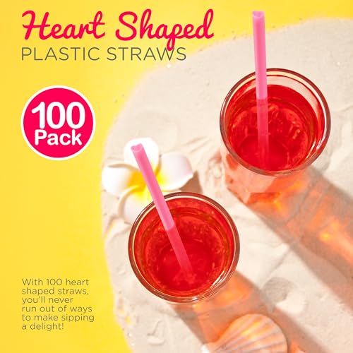 100 pitillos rosas en forma de corazón desechables miniatura 2