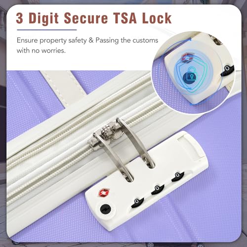 Lightweight Hard Shell 28 Inch Luggage with Spinner Wheel, Expandable Large Capacity Travel Suitcase with TSA Lock and Adjustable Telescoping Handle (Purple, 28-inch)4