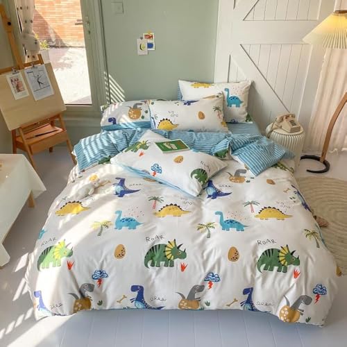 HAVOP 100% Cotton Duvet Cover Single Size Kids Dinosaur Bedding Set
