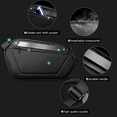 Bange Sling Bag Waterproof Safe Protect Shell Crossbady Bag Backpack, Biking Hiking Travel Shoulder Bag (Black Large) #TOP5