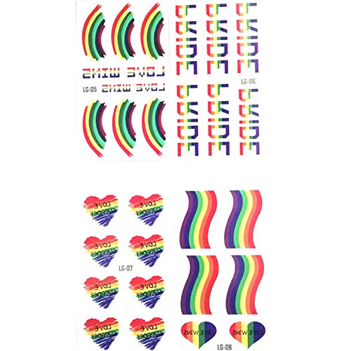 Beiling 20 Sheets Rainbow Lgbt Temporary Tattoos Stickers Pride Day Body Art Temporary Tattoos For Men Women Face Body Arm Waist Decoration Waterproof Stickers For Party Parade Wedding thumb #3