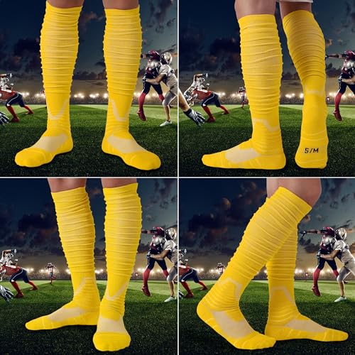 2 Pairs Scrunch Football Compression Socks - Extra Long Padded High Tube Socks for Men and Youths4