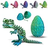3D Printed Dinosaur Toy Bones with Dinosaur Egg, 3D Printed Tyrannosaurus Toy Full Articulated T-Rex Dinosaur Toys Home Office Desk Decor Gifts, Adults Fidget Toys for Autism/ADHD (Blue-Green)