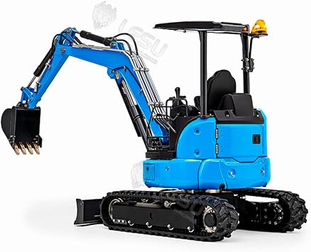 Mini RTR LESU 1/14 RC Hydraulic Excavator Pc30 Metal 6Ch Valve Digger St8 Radio Battery Lights Hobby Grade Model(Blue)