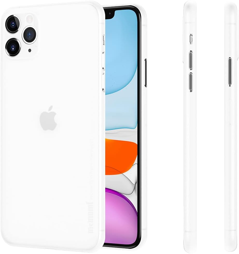 memumi Delgado Funda Compatible con iPhone 11 Pro MAX Ultra Slim 0.3mm Carcasa para iPhone 11 Pro MAX Phone Case 11 MAX Pro Funda con Diseño Minimalista Anti-Rasguño (Blanco Mate Translúcido)