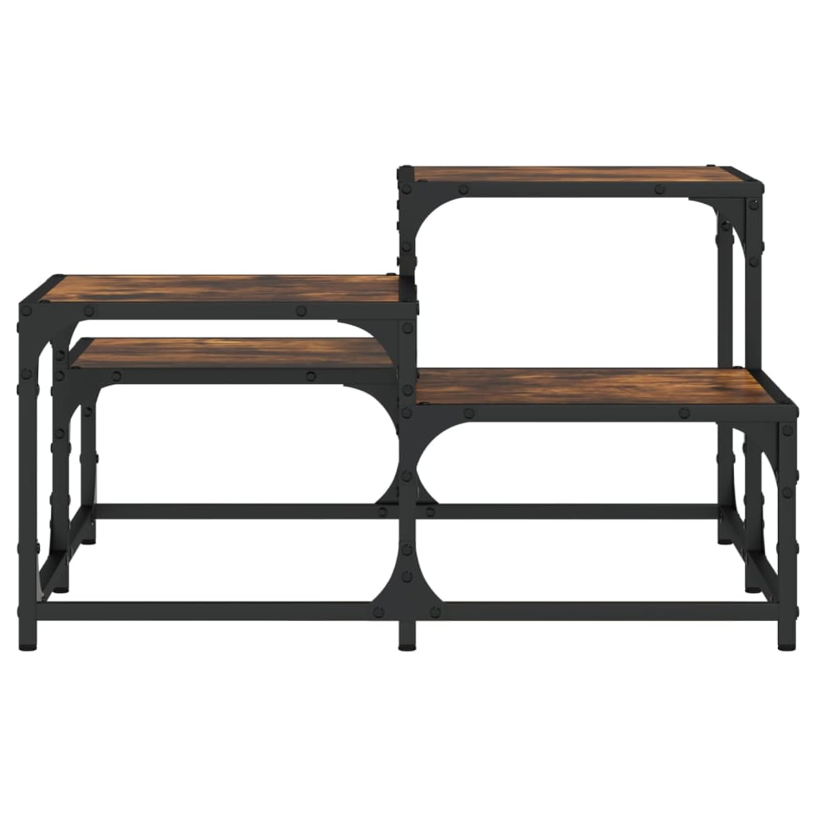 Mesa de centro de diseño industrial con marco de metal, roble ahumado, material de madera, 68 x 68 x 40 cm, patas ajustables, mesa de salón para bebidas, muebles decorativos, mesas y mesas de