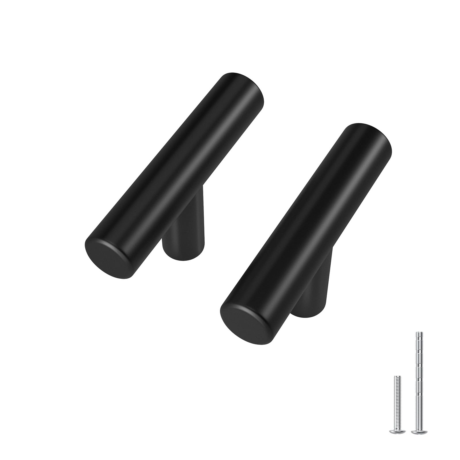 LONTAN 30 Pack Black Kitchen Knobs Black Cupboard Knobs Single Hole Drawer Pulls for Bathroom Bedroom Cabinet Wardrobe T-Shaped Stainless Steel Pulls