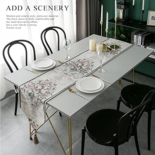 Chemin de table jacquard de qualité supérieure en chenille blanche pour salle à manger - 7