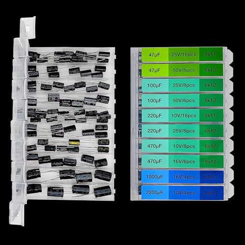 Eeeee EE910 0.1Uf-2200Uf Capacitors 20 Value 304Pcs Individual Box Lid Electrolytic Capacitor Assortment Kit thumb #3