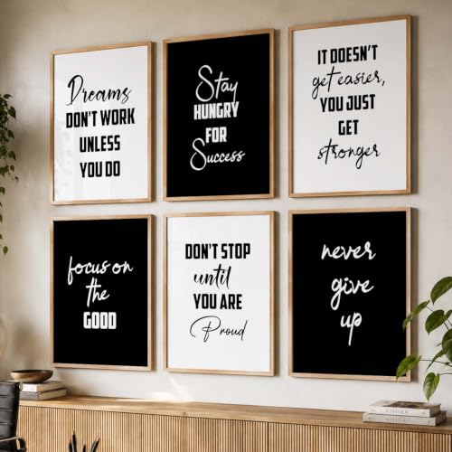 Image of kotart Motivational Quote wall Paintings with Frame for Home Decoration - Painting for Living Room Bedroom Office Wall hanging frames - Pack of 6 - Set of 6 Multicolo (10x13 inch, B)